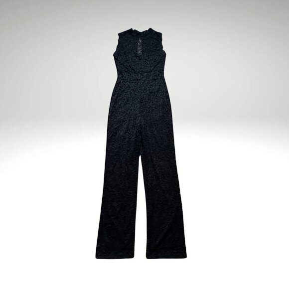 Charlotte Russe Black Lace Jumpsuit Lined Bottom and Bodice Women's Size Medium - Picture 2 of 7